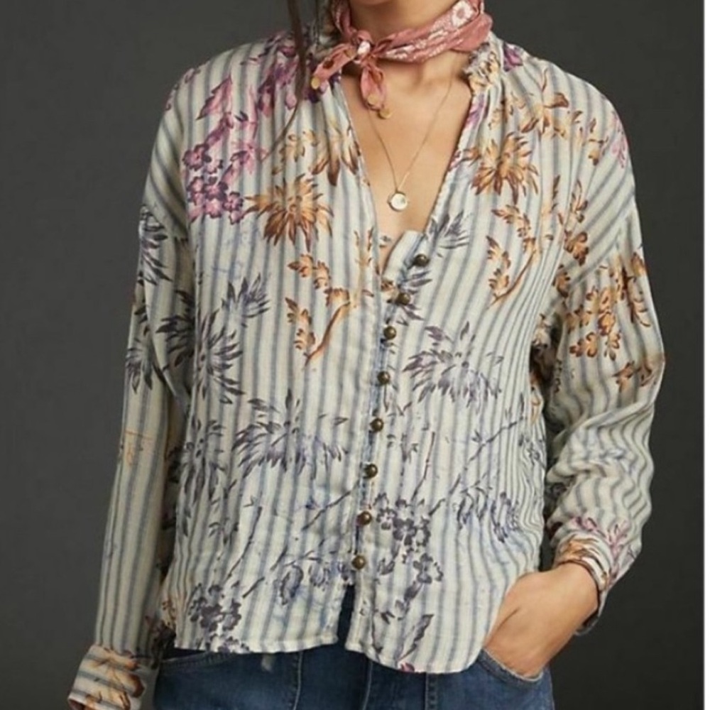 Anthropologie Pilcro Striped button down top
